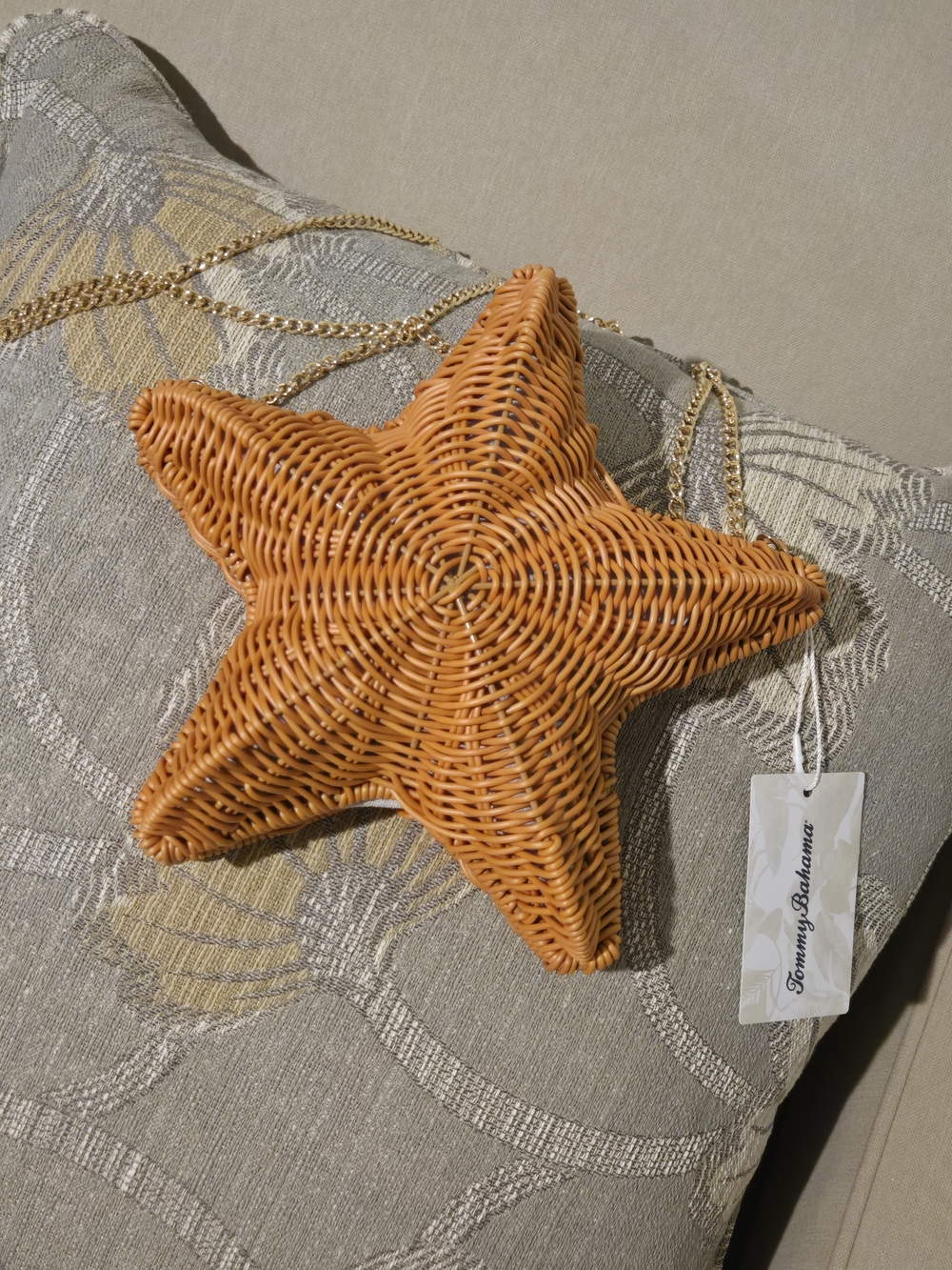 Tommy Bahama Starfish Wicker Crossbody Bag Orange Gold Chain Viral Style